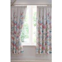 Dreams & Drapes 'Amelle' Floral Print Pair of Pencil Pleat Curtains With Tie-Backs in Blue | Size: 168 cm width x 183 cm drop