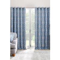 Dreams & Drapes 'Vivianna' Woven Pair of Eyelet Curtains in Blue | Size: 168 cm width x 137 cm drop