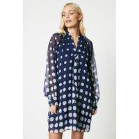 Petite Spot Ombre Tie Neck Shift Dress