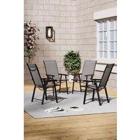 Living and Home 4Pcs Outdoor Foldable Chairs - UV-Resistant & Wipe-Clean Fabric with Ergonomic Rustproof Frame in Black