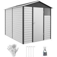 OUTSUNNY 9'x6' Galvanised Metal Garden Shed Tool Storage Shed for Patio in Dark Grey
