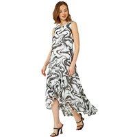 Swirl Print Chiffon Midi Dress