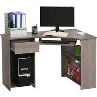 HOMCOM L-Shaped Corner Computer Desk w/ 2 Shelves Worktop Keyboard Tray in Grey