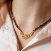 The Colourful Aura Women's Black Bead Indian Hindu Zircon Pendant Mangalsutra Necklace