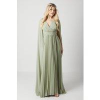 Debut London by Coast Pleated Cape Detail Georgette Bridesmaids Dress