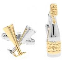 Charles William Champagne Drink Cufflinks with Flute Glass Cup in Silver