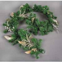 Shatchi 2m Garland with Champagne & Silver Decoration in Green