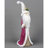Shatchi 58cm Santa Burgundy / Gold - Christmas Figurine in Pink