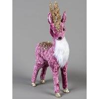 Shatchi 35cm Burgundy Reindeer - Christmas Figurine in Pink