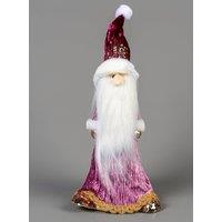 Shatchi 66cm Burgundy Santa - Christmas Figurine in Pink