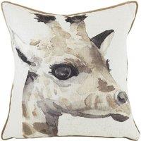 Evans Lichfield Safari Giraffe Hand-Painted Watercolour Printed Cushion in White | Size: 43 cm x 43 cm