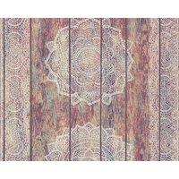 A.S. Creation Paisley Print Textured Floral Non-Woven Faux Wood Panel Wallpaper