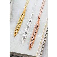 Otis Jaxon London Women's Long Sterling Silver White Topaz Gemstone Pendant Necklace in Rose Gold