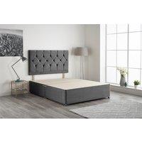 Somnior Ziggy Divan Bed Base with Headboard Plush Velvet in Charcoal | Size: Super King