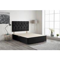 Somnior Ziggy Divan Bed Base with Headboard Plush Velvet in Black | Size: Super King