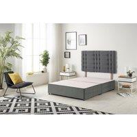 Somnior Bliss Divan Bed Base with Headboard Plush Velvet in Light Grey | Size: Super King