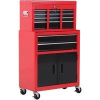 HOMCOM Portable Toolbox Tool Top Chest Box Rollcab Roll Cab Cabinet in Red