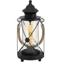 Eglo Bradford Clear Glass & Metal Lantern Table Lamp in Black