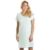 Camille Women's Ditsy Rose Floral Print Cotton Summer Nightshirt in Mint | Size: 14-16