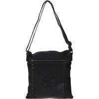 Ashwood Leather Women's 'Estasi' Woven Classic Large Leather Vintage Crossbody Bag in Black