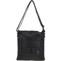 Ashwood Leather Women's 'Estasi' Woven Classic Large Leather Vintage Crossbody Bag in Dark Grey