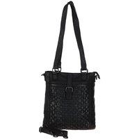 Ashwood Leather Women's 'Perfezione' Vintage Woven Leather Shoulder Bag in Black