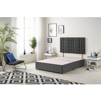 Somnior Bliss Divan Bed Base with Headboard Tweed Fabric in Charcoal | Size: Super King