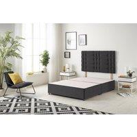 Somnior Bliss Divan Bed Base with Headboard Plush Velvet in Black | Size: Super King