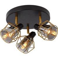 Lucide 'NILA' Dimmable Rotatable Indoor Vintage Ceiling Spotlight 3xE14 in Black