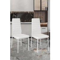 2pcs Armless High Back PU Leather Dining Chairs