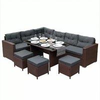 Monstershop Rattan Corner Set - Brown in Terracotta
