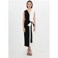 Fluid Tailored Colourblock Belted Column Midaxi Dress