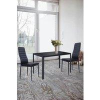 3-Piece Dining Table Set of High Back Dining Chairs and Tempered Glass Table