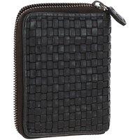 Ashwood Leather Women's Vintage Woven Leather Zip Around Small 6 Card Coin Purse in Dark Grey