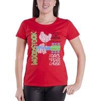 Woodstock Women's Vintage Classic Poster Skinny Fit T-Shirt in Red | Size: Large