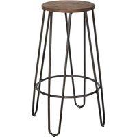 Rische Round Bar Stool made from Reclaimed Metal and Solid Wood
