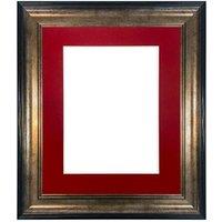 Frames & Mirrors 4U Scandi Black & Gold Frame with Red Mount for Image Size A4