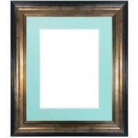 Frames & Mirrors 4U Scandi Black & Gold Frame with Blue Mount for Image Size 5 x 3.5 Inch