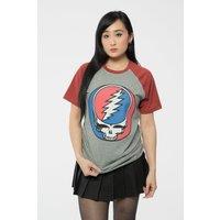 Grateful Dead Steal Your Face Raglan T-Shirt in Grey | Size: Medium