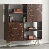 IH Design Display Unit with Shelves & Cupboards Deiondre Dark Mango in Brown