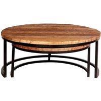 IH Design Arabella Set of 2 Coffee Tables Railway Sleeper Wood in Brown