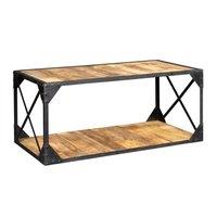 IH Design Alteus Vintage Up cycled Industrial Coffee Table with Shelf Metal & Wood in Black