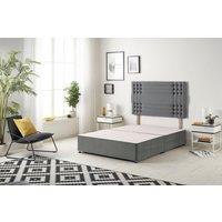 Somnior Flexby Divan Bed Base with Headboard Plush Velvet in Light Grey | Size: Super King