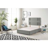 Somnior Flexby Divan Bed Base with Headboard Linen Fabric in Silver | Size: Single