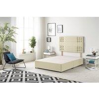 Somnior Flexby Divan Bed Base with Headboard Linen Fabric in Cream | Size: Small Double
