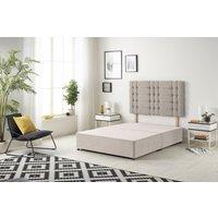 Somnior Bliss Divan Bed Base with Headboard Plush Velvet in Stone | Size: Super King