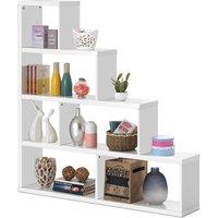 Costway 6-Cube Ladder Bookcase Freestanding Corner Bookshelf 5-Tier Display Shelf in White