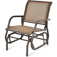 Costway Swing Glider Chair Outdoor Rocking Chair Single Glider Patio Chair in Brown