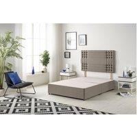 Somnior Flexby Divan Bed Base with Headboard Tweed Fabric in Brown | Size: Single