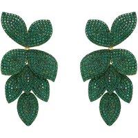 Latelita Women's Petal Cascading Flower Earrings Gold Emerald Green